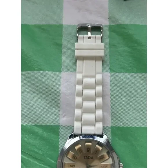 Tada Silver Tone White Band Women’s Quartz Watch - Picture 3 of 6